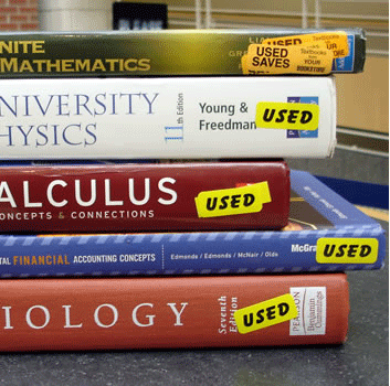 image of college textbook stack