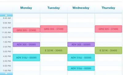 example college schedule