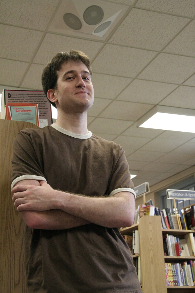 Student Working at Bookstore